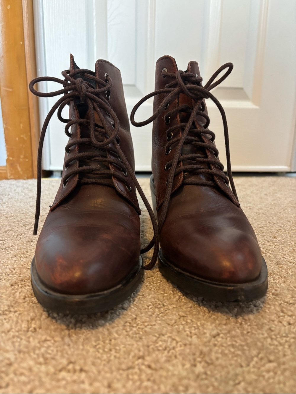 Jeffrey Campbell Women's distressed wine Lace-Up Leather Boots - Picture 2 of 8